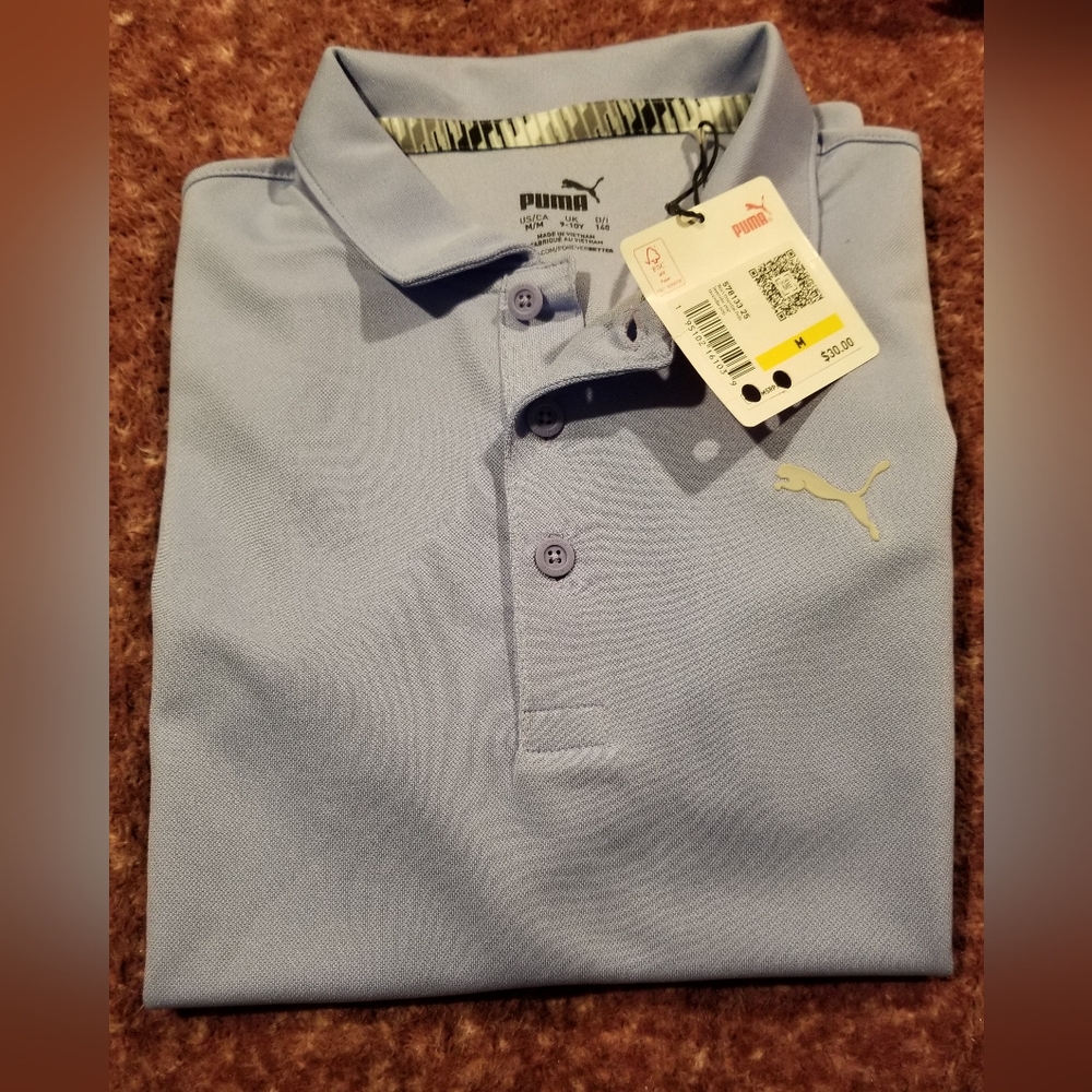 PUMA Girl's Light Blue Polo Shirt Size Med. 9/10y